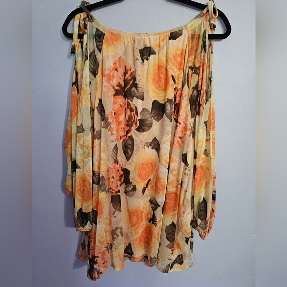 I-N-C International Concepts cold shoulder lined blouse 3X peach/black - Picture 5 of 11